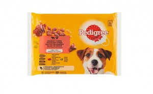 Hrana Umeda pentru Caini, Pedigree Adult, Vita/Ficat/Pasare, 4 x 100 g