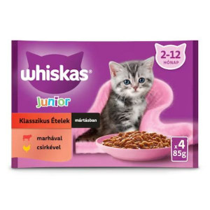 Hrana Umeda pentru Pisici Junior, cu Vita si Pui, 4 x 85 g