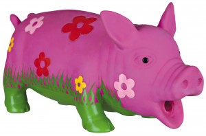 Jucarie Pentru Caini, Porc Cu Flori, Latex, Cu Sunet, 22 cm