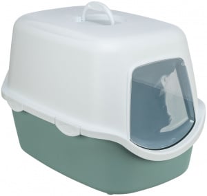 Litiera cu Acoperis Vico 40x40x56 cm Salvie/Alb, 402710 - Img 1