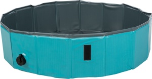 Piscina Pentru Caini, Plastic, Petrol/Gri, Dimensiune ø 70 x 12 cm