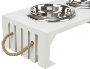 Set 2 Castroane Inox cu Suport Lemn MDF, Alb, 2 buc, Dimensiune 2 x 0.4 l/ø 14 cm/38 x 18 x 10 cm - Img 5