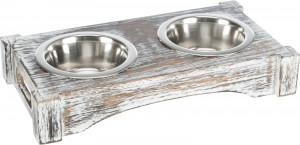 Set 2 X Castroane Inox Cu Suport Din Lemn, 2 × 0.2 l/11 cm/30 × 5 × 16 cm, Alb, 24356 - Img 1