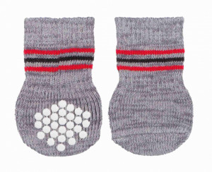 Sosete pentru Caini Antiderapante, Gri, Bumbac, 2 buc, Marime L–XL