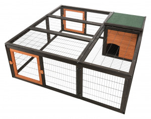 Tarc Exterior cu Capac pentru Rozatoare, 150 x 53 x 150 cm, Negru/Maro - Img 6