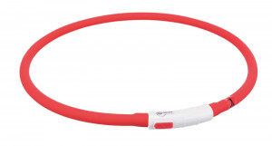Zgarda cu Led, Incarcare USB, XS-XL, Silicon, 70 cm/ø 10 mm, Culoare Rosu