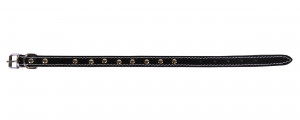 Zgarda Exo cu Ornament Buline L0-L6, Pasla, Piele, Culoare Negru, Dimensiune 1.6/40 cm