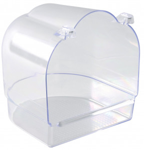 Cadita Acoperita pentru Pasari, Plastic, Semicerc, Transparent, 13 x 12 x 13 cm