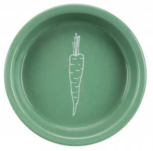 Castron Ceramic Pentru Iepuri, Cu Motiv Morcov, 200 ml/ 14 cm, Diverse Culori