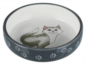Castron Ceramic Pentru Pisici, 0.3 l/ 15 cm, Gri