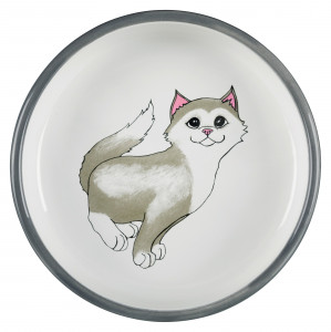 Castron Ceramic Pentru Pisici, 0.3 l/ 15 cm, Gri - Img 2