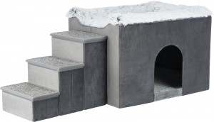 Culcus Harvey cu Trepte, 135 x 47 x 50 cm, Gri/Alb/Negru