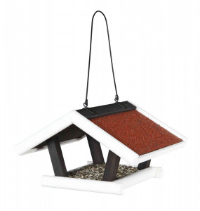 Hranitor Exterior, Suspendat, Tip Casuta, Lemn, 30 x 18 x 28 cm, Negru/Alb