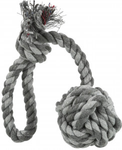 Jucarie Caini, Sfoara Cu Minge Tesuta, Culoare Lime/Portocaliu, Dimensiune ø 5.5/30 cm - Img 2