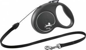 Lesa Retractabila Black Design, Snur, Culoare Negru, Marime S, Dimensiune 5 m/Pana la 12 kg