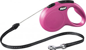 Lesa Retractabila Classic, Snur, Diverse Culori, Culoare Roz, Marime S, Dimensiune 5 m/Pana la 12 kg