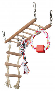 Pod Suspendat pentru Rozatoare, cu Jucarii, Lemn, 29 x 25 x 9 cm