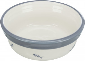 Set 2 Castroane Ceramice cu Suport Metalic, 2 x 0.3 l/12 cm/26 x 7 x 14 cm, Alb/Albastru-Gri - Img 4