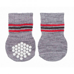 Sosete pentru Caini Antiderapante, Gri, Bumbac, 2 buc, Marime XL