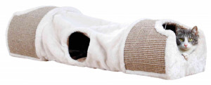 Tunel de Zgariat pentru Pisici, 110 x 30 x 38 cm, Gri Deschis/Maro