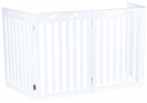 Bariera pentru Caini, 4 Elemente, MDF, 60-160 x 75 cm, Alb