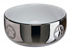 Castron Ceramic Pentru Pisici, 0.3 l/11 cm, Argintiu/Alb