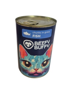Conserva Beefy Buffy Cat, 415 g, Aroma Peste, Produs Redus