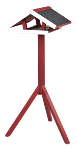 Hranitor Exterior, Tip Casuta cu Suport, Lemn, 46 x 22 x 44 cm/1.15 m, Rosu/Alb