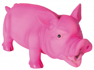 Jucarie Caini, Porc, Latex, Cu Sunet, Culoare Mixt, Dimensiune 21 cm