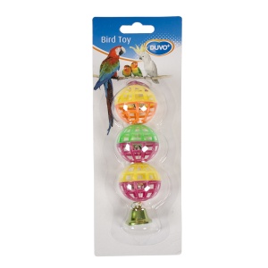 Jucarie Pentru Pasari, Mingi Cu Clopotel, Plastic, 15 cm - Img 2