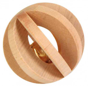 Jucarie Pentru Rozatoare, Minge Lemn Cu Clopotel, 6 cm