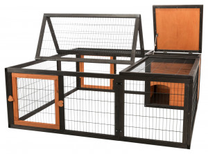 Tarc Exterior cu Capac pentru Rozatoare, 150 x 53 x 150 cm, Negru/Maro