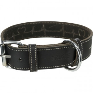 Zgarda Rustica Heartbeat, Piele, Culoare Negru, Marime S–M, Dimensiune 34–40 cm/30 mm
