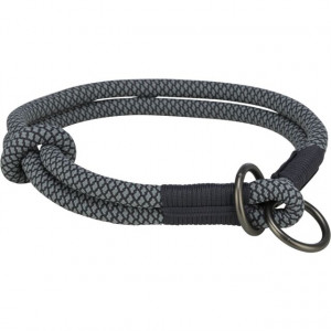 Zgarda Soft, Coarda, Semistrangulanta, Culoare Negru/Gri, Marime S–M, Dimensiune 40 cm/ø 10 mm