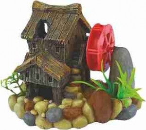 Decor Pentru Acvariu, Casa Cu Moara De Vant, 11 cm