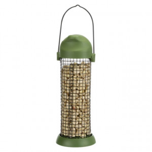 Dozator De Arahide Pentru Pasari, Suspendat, Plastic/Metal, 500 ml/22 cm, Verde