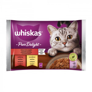 Hrana Umeda pentru Pisici, Whiskas Pure Delight Adult, cu Vita/Pui, 4 x 85 g