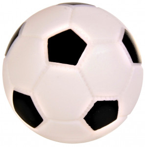 Jucarie Caini, Minge Fotbal cu Sunet, Vinil, Gri/Negru, Dimensiune ø 6 cm