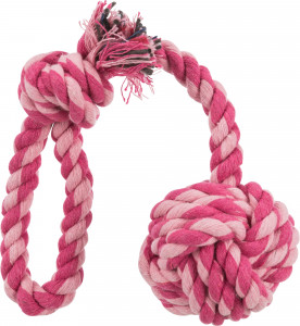 Jucarie Caini, Sfoara Cu Minge Tesuta, Culoare Lime/Portocaliu, Dimensiune ø 5.5/30 cm - Img 3