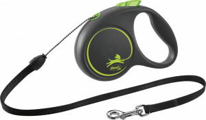 Lesa Retractabila Black Design, Snur, Culoare Verde, Marime S, Dimensiune 5 m/Pana la 12 kg