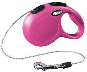 Lesa Retractabila Classic, Snur, Diverse Culori, Culoare Roz, Marime XS, Dimensiune 3 m/Pana la 8 kg