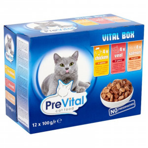 Prevital Cat Set, Pui, Somon, Vitel, 12 x 100 g - Img 1