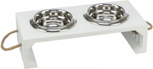Set 2 Castroane Inox cu Suport Lemn MDF, Alb, 2 buc, Dimensiune 2 x 0.4 l/ø 14 cm/38 x 18 x 10 cm - Img 8
