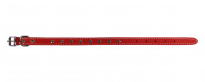 Zgarda Exo cu Ornament Buline L0-L6, Pasla, Piele, Culoare Rosu, Dimensiune 1.6/40 cm