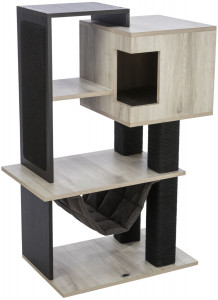 Ansamblu Cat Tree CityStyle, 58 x 38 x 98 cm, Gri/Negru