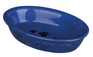 Castron Ceramic Oval pentru Pisici, 0.2 l/15 x 10 cm, Diverse Culori - Img 2