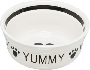 Castron Ceramic, Pentru Caini, 0.6 l/ 15 cm, Alb/Negru, 24401 - Img 1