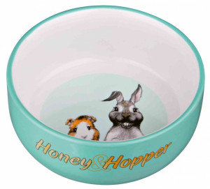 Castron Ceramic Pentru Cobai/Iepuri, Honey & Hopper, 250 ml/11 cm, Diverse Culori - Img 2