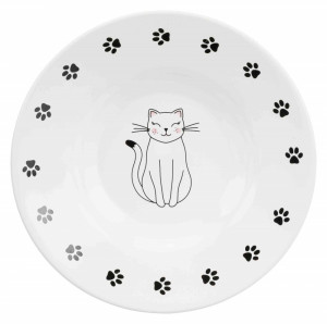 Castron Ceramic Pentru Pisici, 0.2 l/ 15 cm, Alb - Img 2