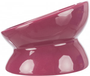 Castron Ceramic pentru Pisici, Ridicat, 0.15 l/ø 13 cm, Culoare Bordo - Img 2
